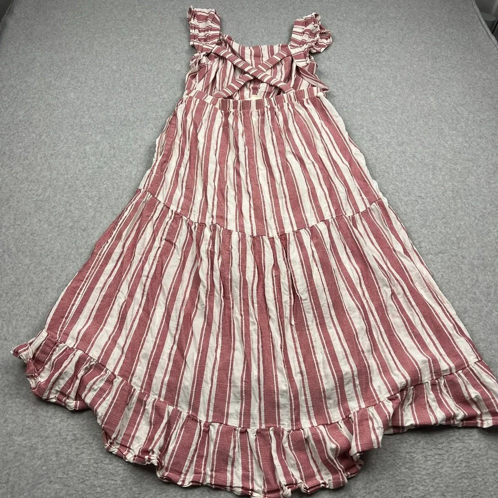 Anthropologie Maeve Striped Maxi Dress‎ Women's XL Tiered Open Back Lined Boho - Picture 9 of 12
